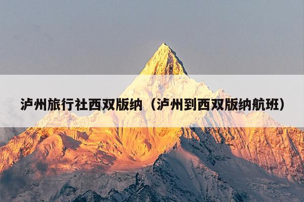泸州旅行社西双版纳（泸州到西双版纳航班）